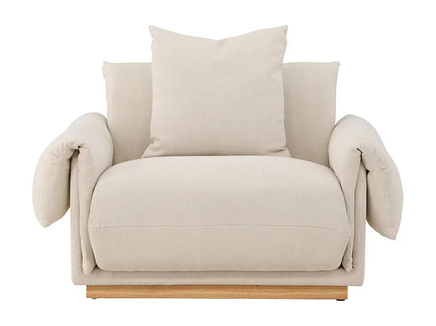 Fauteuil Japandi Design Effet Lin Beige - Mollosund