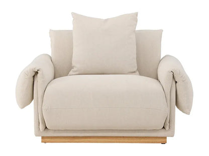 Fauteuil Japandi Design Effet Lin Beige - Mollosund