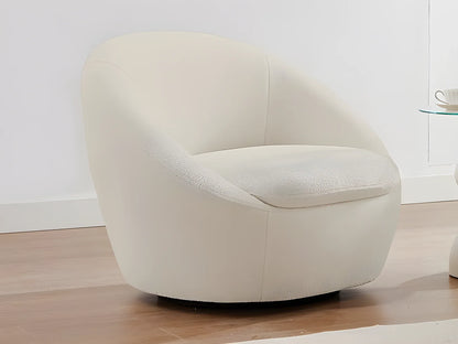 Fauteuil Japandi Pivotant Bouclette Blanc - Lacara