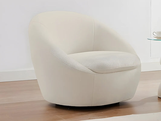 Fauteuil Japandi Pivotant Bouclette Blanc - Lacara