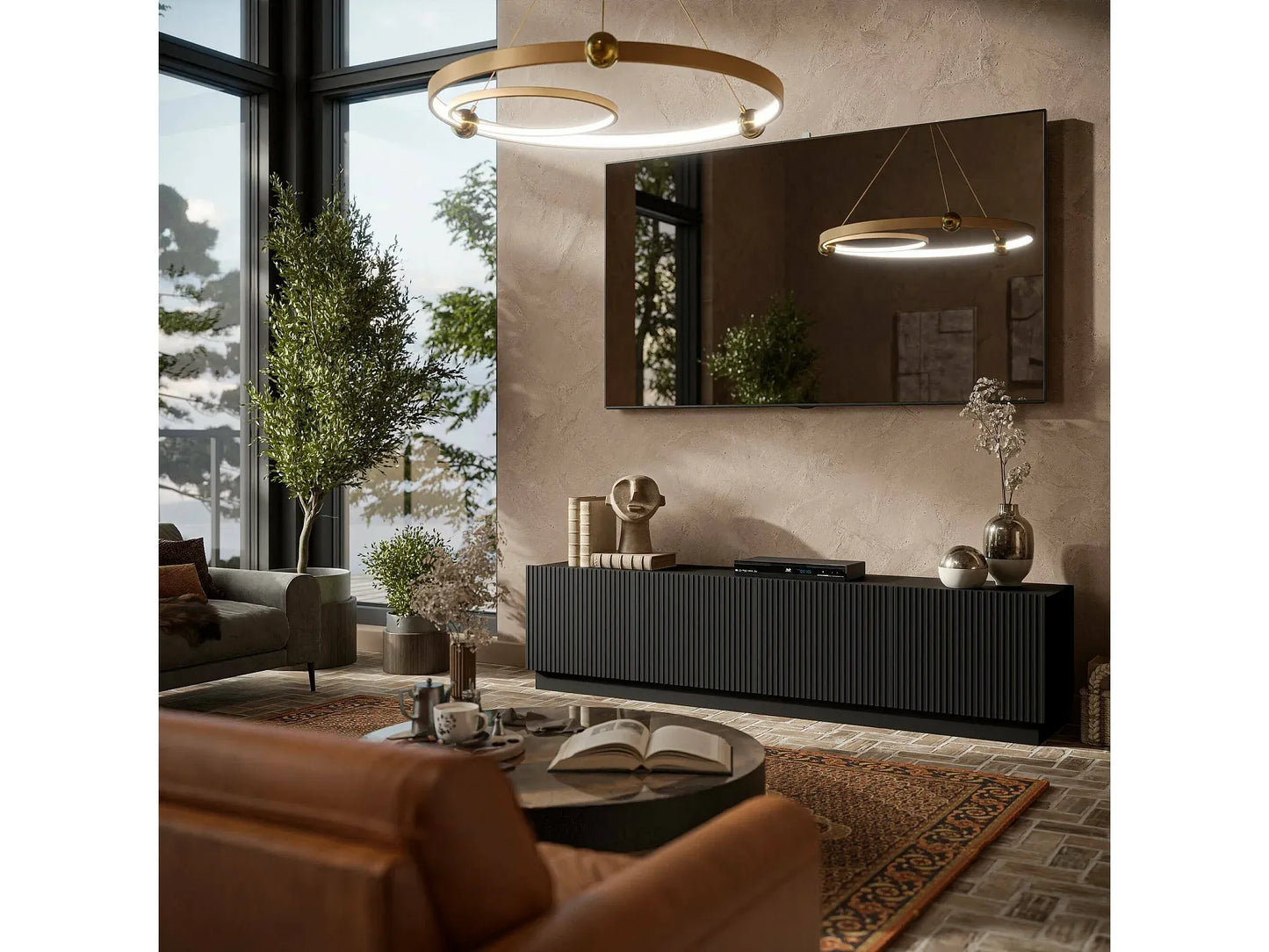 Meuble TV Japandi Design Noir - Macherio