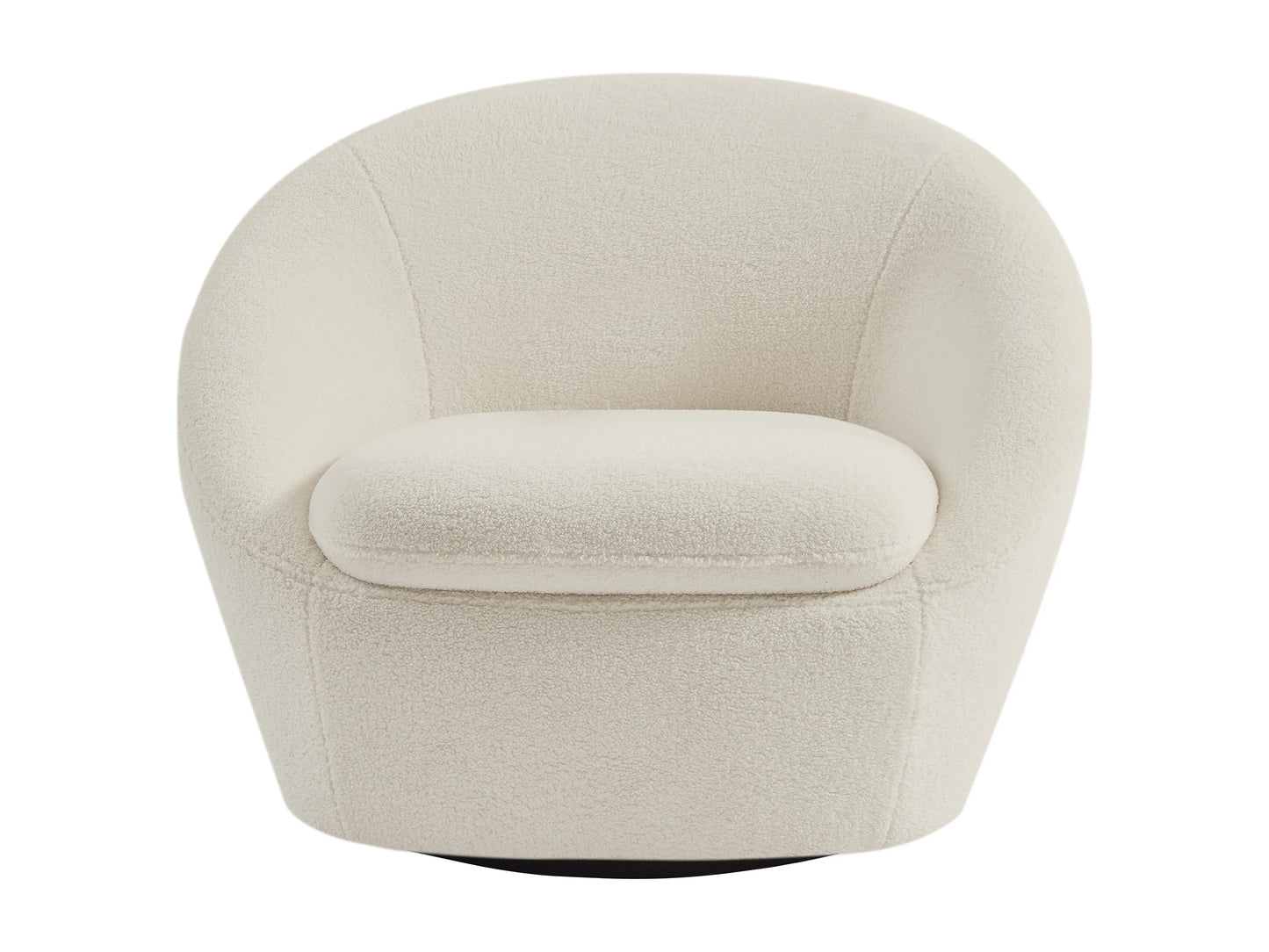 Fauteuil Japandi Pivotant Bouclette Blanc - Lacara