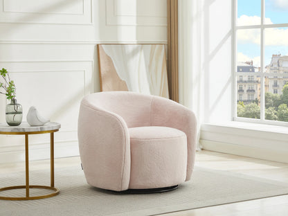 Fauteuil Japandi Pivotant Fausse Fourrure Rose - Vereide