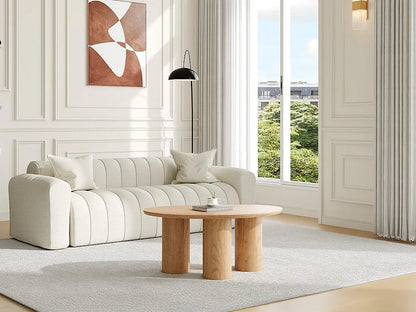 Table Basse Japandi Ronde en Bois Clair - Osinar