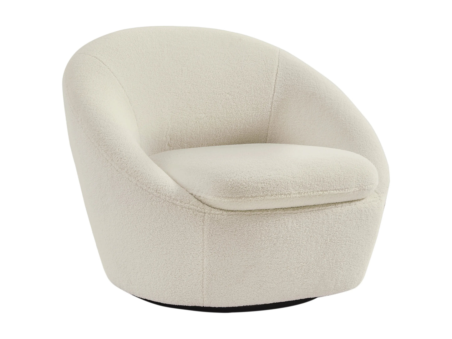 Fauteuil Japandi Pivotant Bouclette Blanc - Lacara