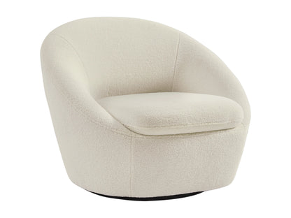 Fauteuil Japandi Pivotant Bouclette Blanc - Lacara
