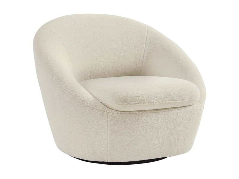 Fauteuil Japandi Pivotant Bouclette Blanc - Lacara