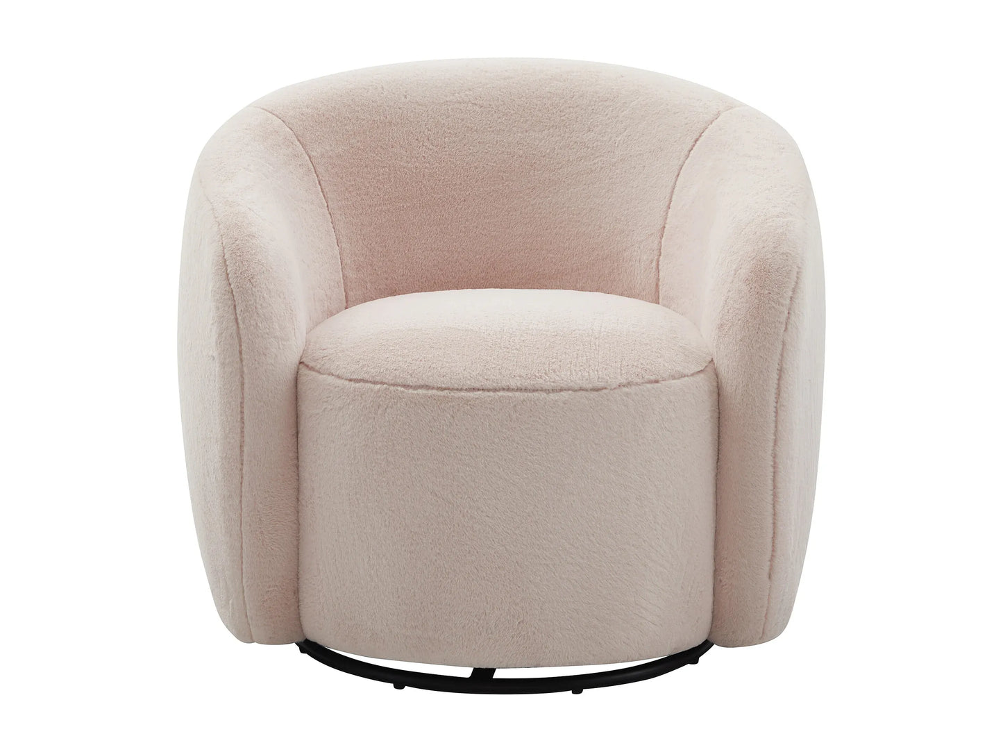 Fauteuil Japandi Pivotant Fausse Fourrure Rose - Vereide