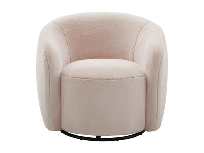 Fauteuil Japandi Pivotant Fausse Fourrure Rose - Vereide