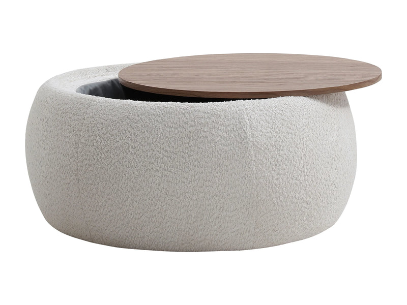Table Basse Japandi Coffre Bouclette Blanche - Sorieli