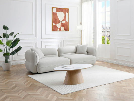 Table Basse Japandi Céramique Marbre Blanc - Antelada