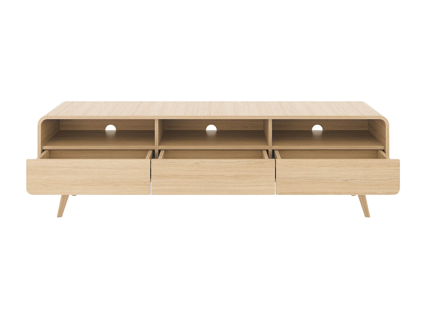 Meuble TV Japandi Arrondi en Bois Clair - Jalemo