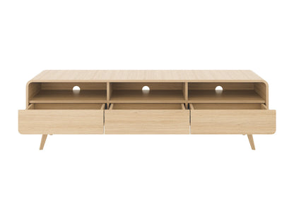 Meuble TV Japandi Arrondi en Bois Clair - Jalemo