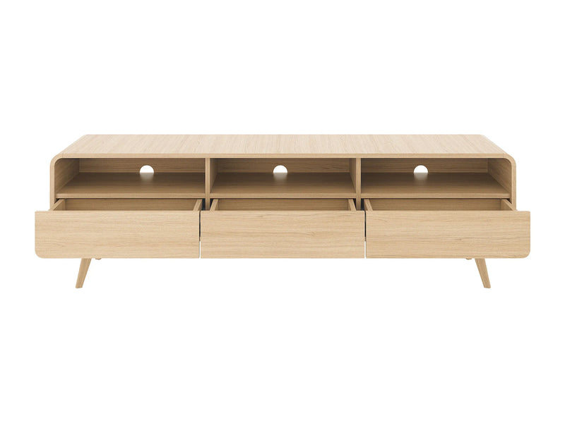 Meuble TV Japandi Arrondi en Bois Clair - Jalemo