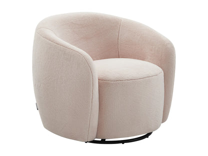 Fauteuil Japandi Pivotant Fausse Fourrure Rose - Vereide