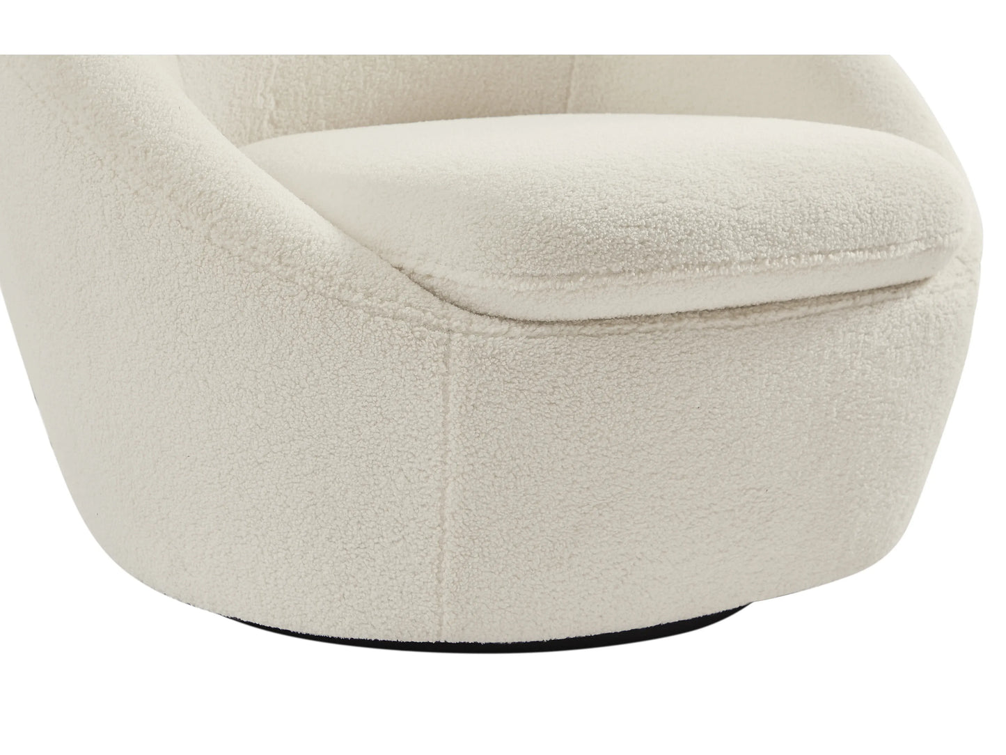 Fauteuil Japandi Pivotant Bouclette Blanc - Lacara