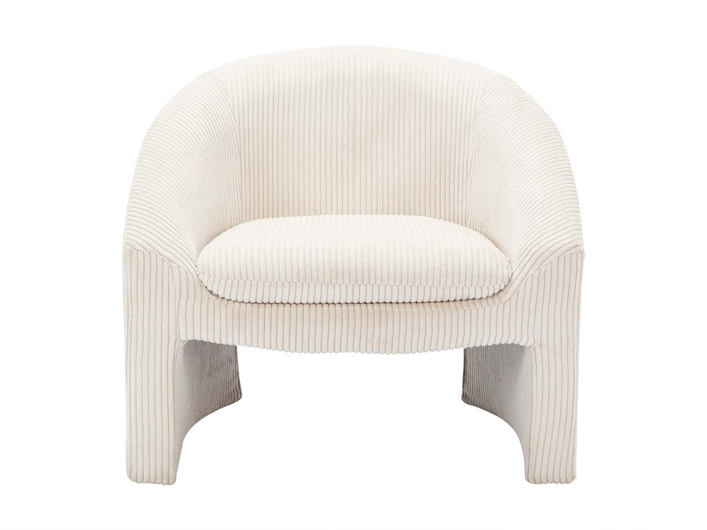Fauteuil Japandi Velours Côtelé Crème - Ossana