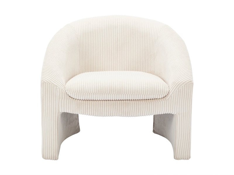 Fauteuil Japandi Velours Côtelé Crème - Ossana