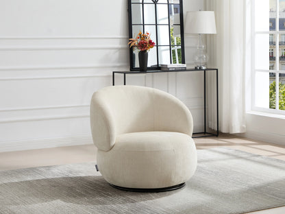 Fauteuil Japandi Rotatif Texturé Beige - Lacazo