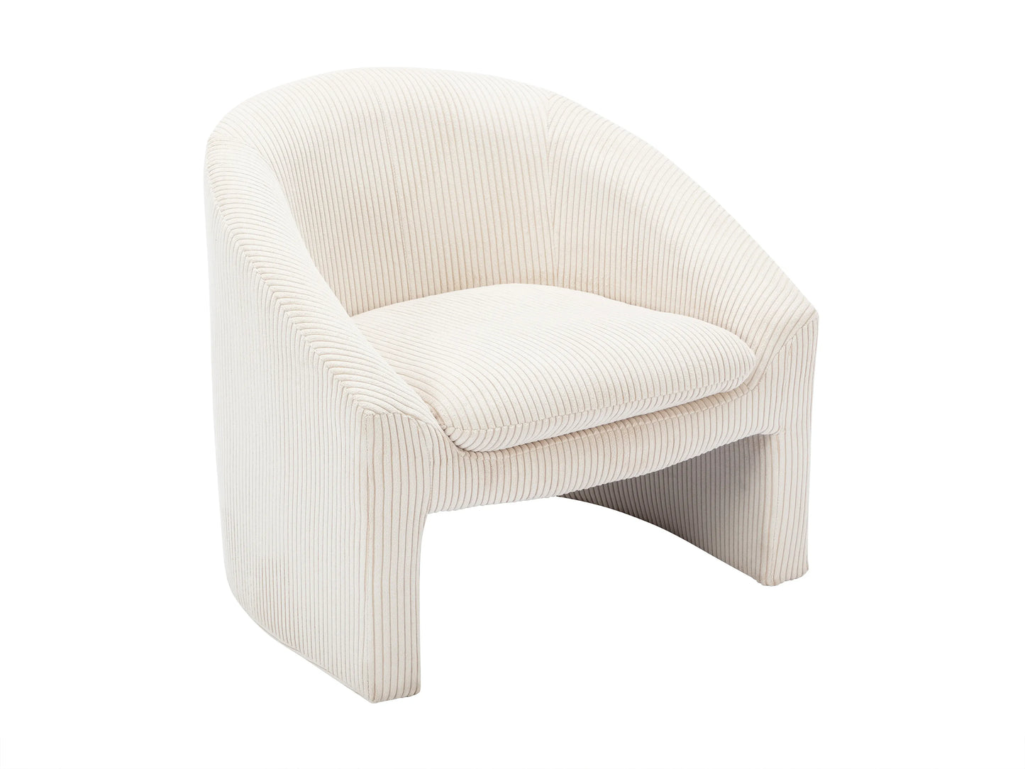 Fauteuil Japandi Velours Côtelé Crème - Ossana