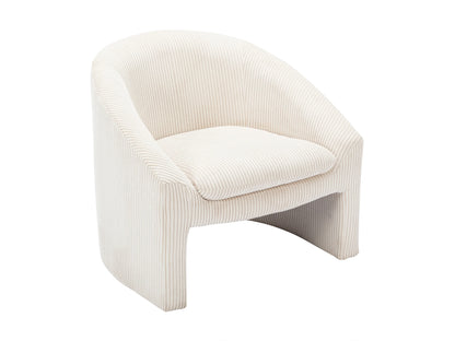 Fauteuil Japandi Velours Côtelé Crème - Ossana