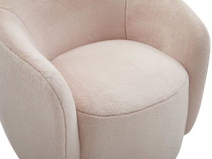 Fauteuil Japandi Pivotant Fausse Fourrure Rose - Vereide