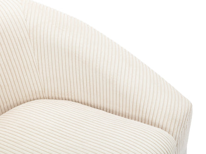 Fauteuil Japandi Velours Côtelé Crème - Ossana