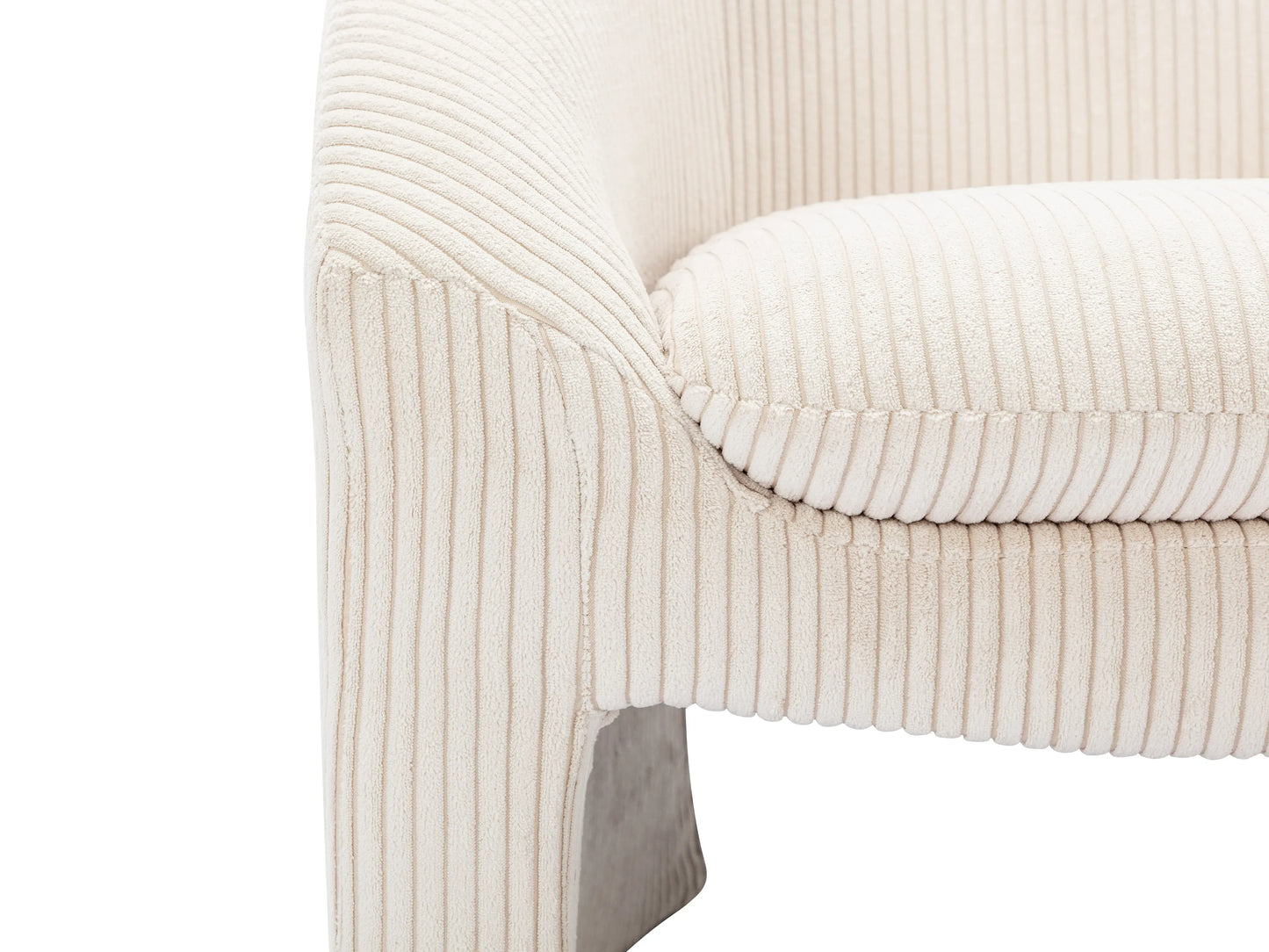 Fauteuil Japandi Velours Côtelé Crème - Ossana