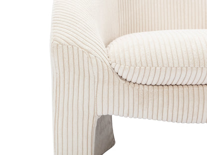 Fauteuil Japandi Velours Côtelé Crème - Ossana