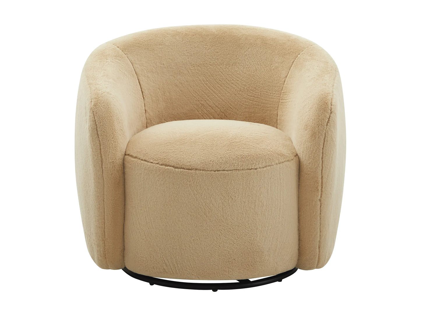 Fauteuil Japandi Pivotant Fausse Fourrure Taupe - Vereide