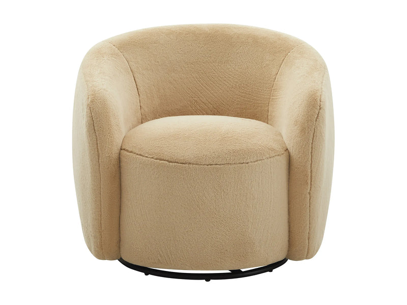 Fauteuil Japandi Pivotant Fausse Fourrure Taupe - Vereide