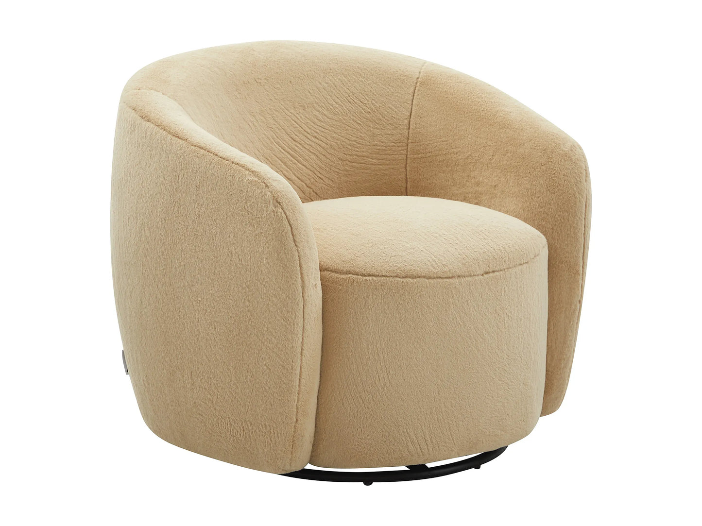 Fauteuil Japandi Pivotant Fausse Fourrure Taupe - Vereide