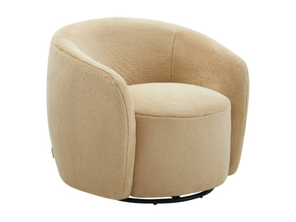 Fauteuil Japandi Pivotant Fausse Fourrure Taupe - Vereide