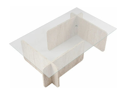 Table Basse Japandi Verre et Travertin - Azra