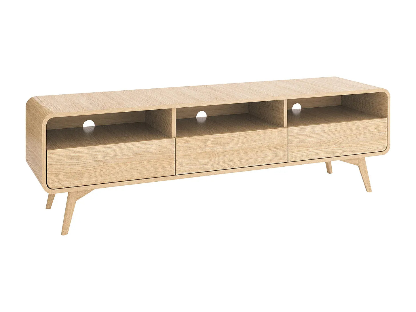 Meuble TV Japandi Arrondi en Bois Clair - Jalemo