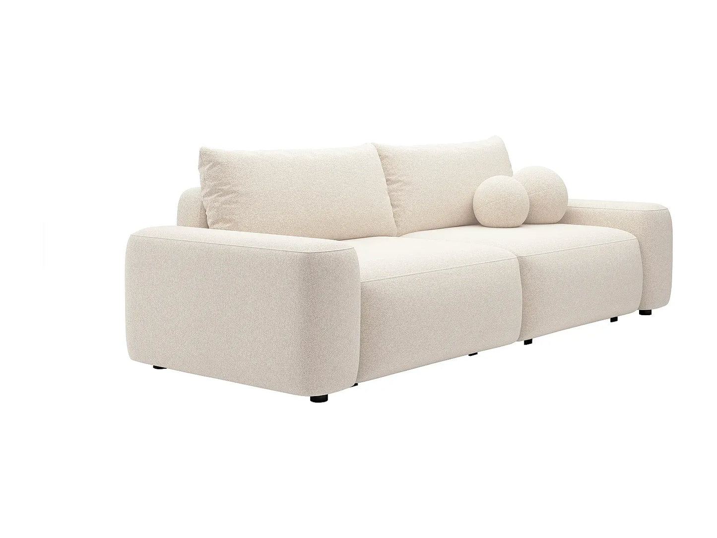 Canapé Japandi Convertible Texturé Crème 4 Places - Daviso