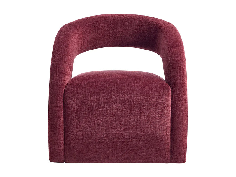 Fauteuil Japandi Chenille Bordeaux - Luciota