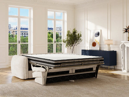 Canapé Japandi Convertible Chenille Beige 4 Places - Selivo