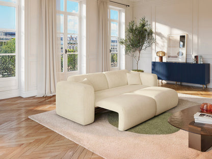 Canapé Japandi Convertible Velours Côtelé  Beige 4 Places - Pogni