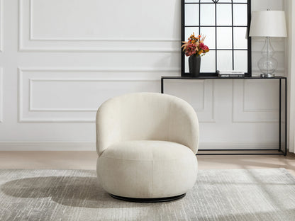 Fauteuil Japandi Rotatif Texturé Beige - Lacazo