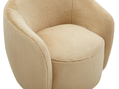 Fauteuil Japandi Pivotant Fausse Fourrure Taupe - Vereide