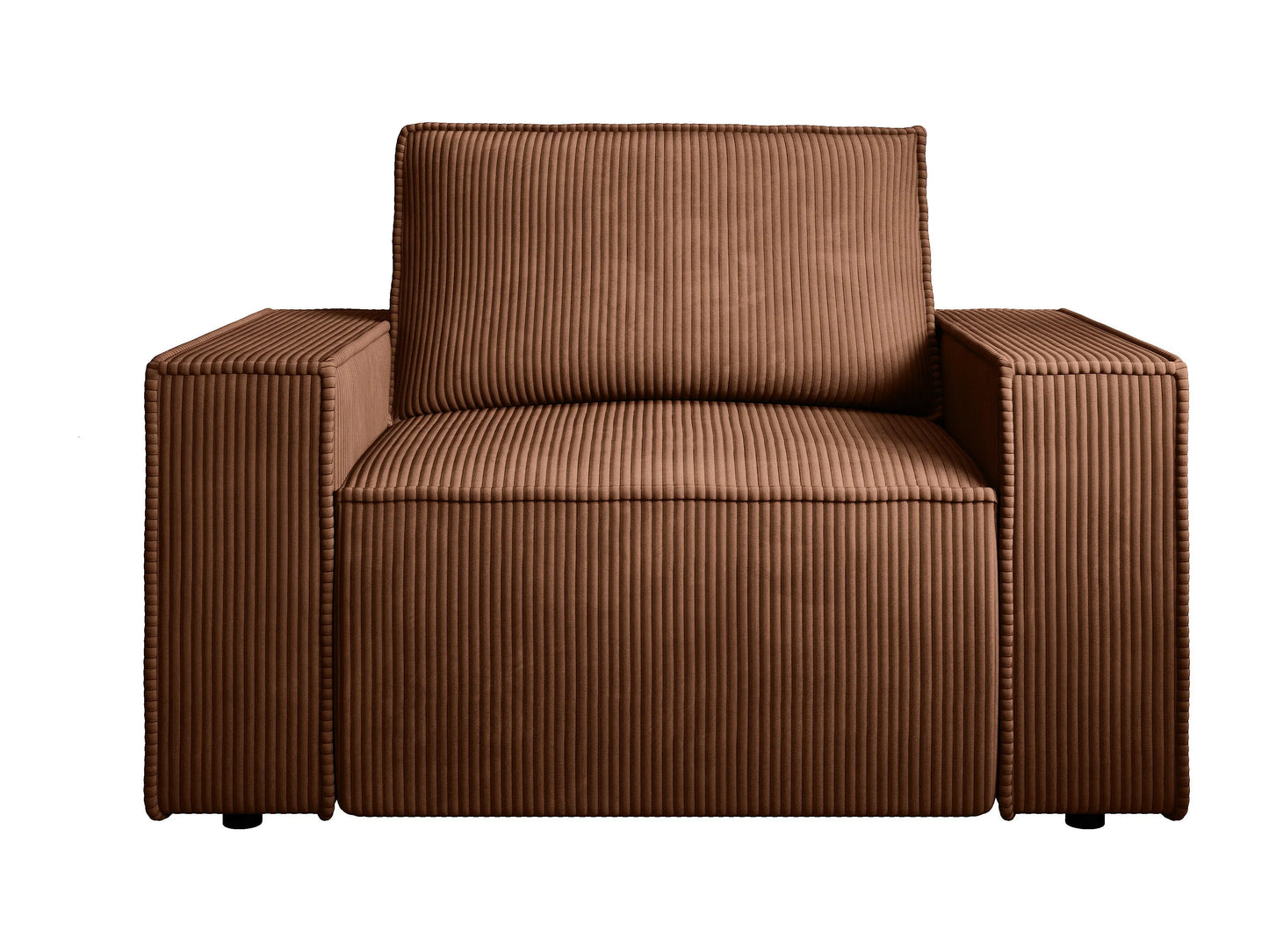 Fauteuil Japandi Velours Côtelé Terracotta - Amelia