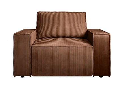 Fauteuil Japandi Velours Côtelé Terracotta - Amelia