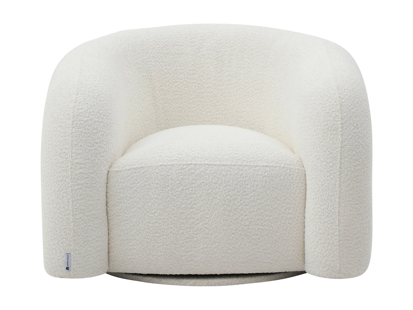 Fauteuil Japandi Arrondi Pivotant Bouclette Blanc - Lapiota