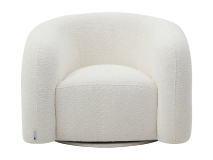 Fauteuil Japandi Arrondi Pivotant Bouclette Blanc - Lapiota