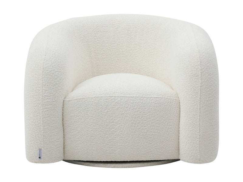 Fauteuil Japandi Arrondi Pivotant Bouclette Blanc - Lapiota