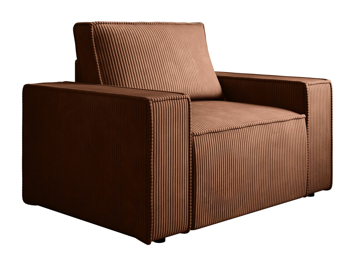 Fauteuil Japandi Velours Côtelé Terracotta - Amelia
