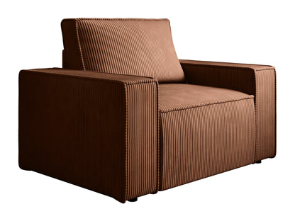 Fauteuil Japandi Velours Côtelé Terracotta - Amelia