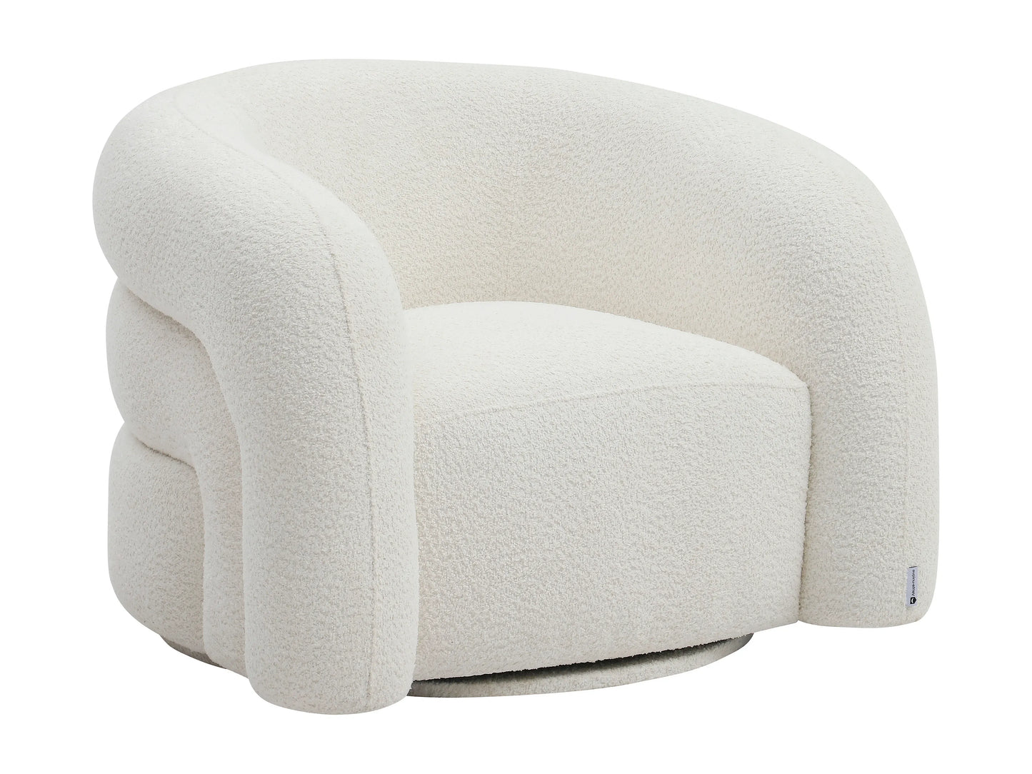 Fauteuil Japandi Arrondi Pivotant Bouclette Blanc - Lapiota