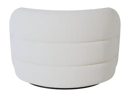 Fauteuil Japandi Arrondi Pivotant Bouclette Blanc - Lapiota